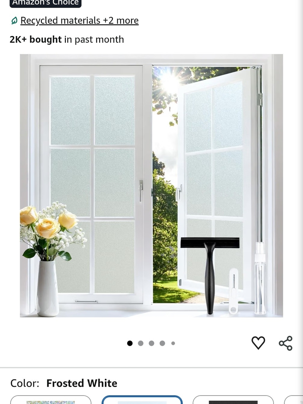 Free W/ Purchase - Rabbitgoo - Frosted Glass Privacy Window Film 17.5" X 55"